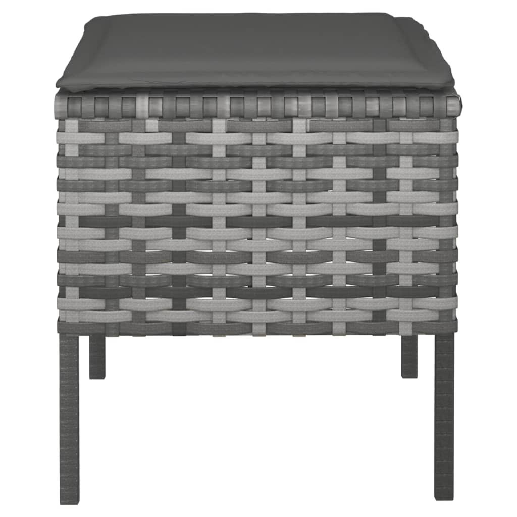 vidaXL Garden Footstools with Cushions 4 pcs Grey Poly Rattan