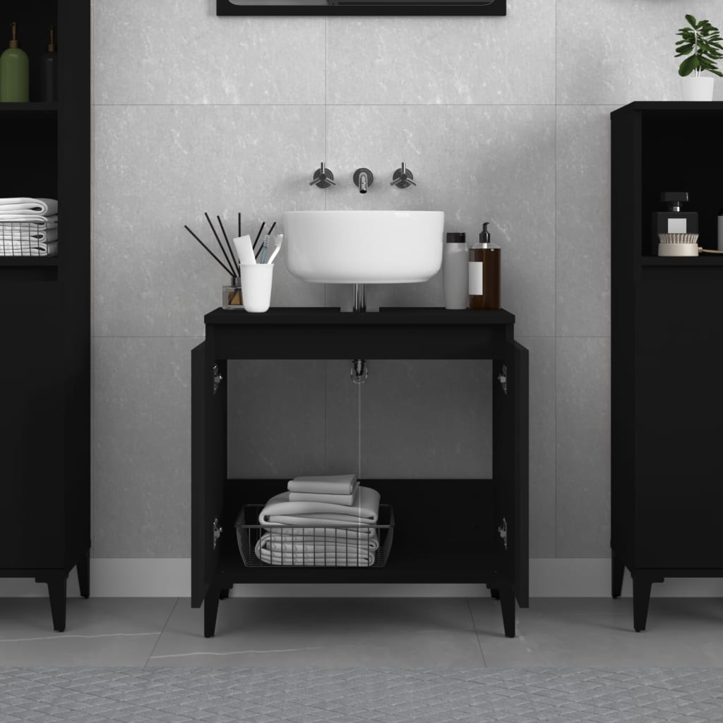 vidaXL Sink Cabinet Black 58x33x60 cm Engineered Wood
