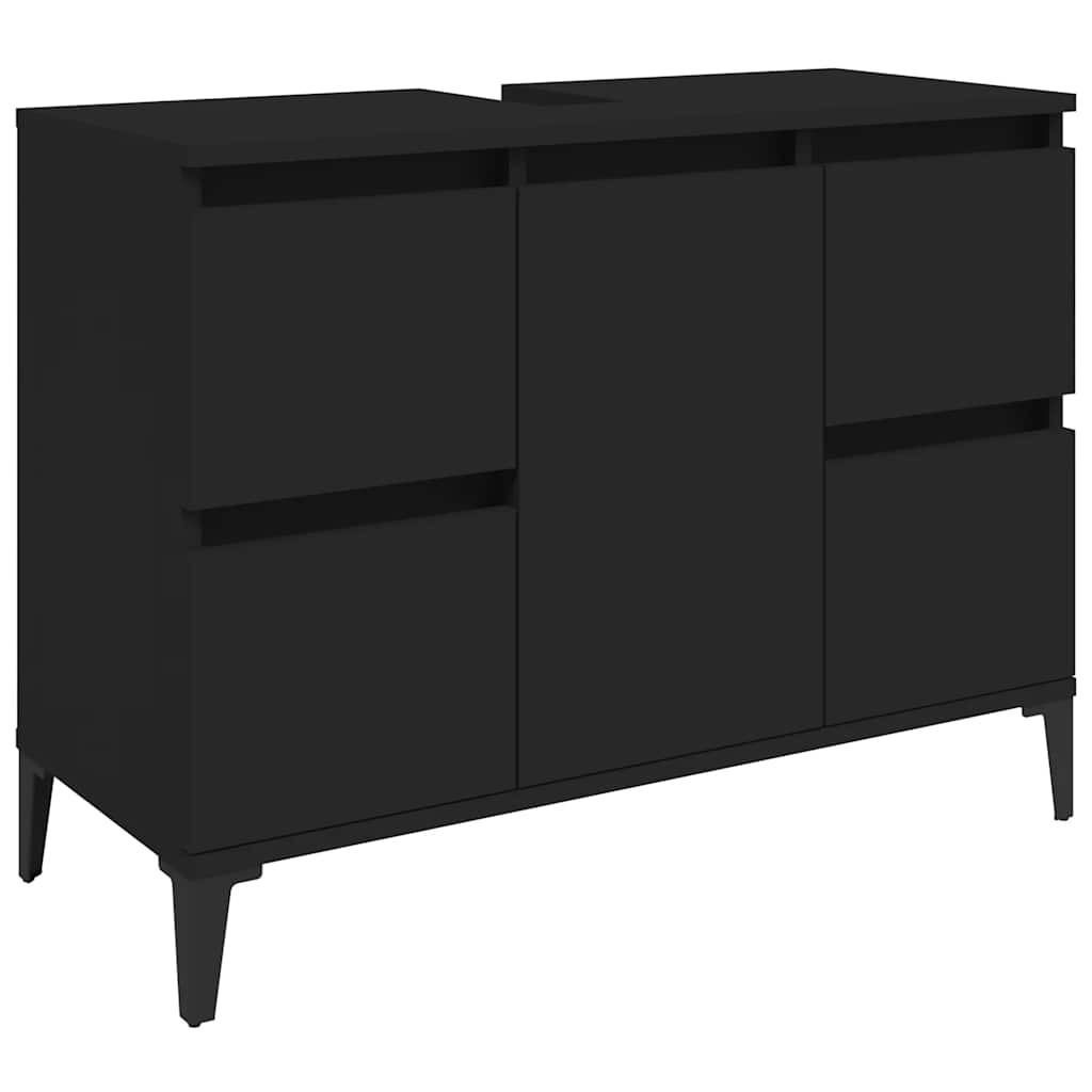 vidaXL Sink Cabinet Black 80x33x60 cm Engineered Wood