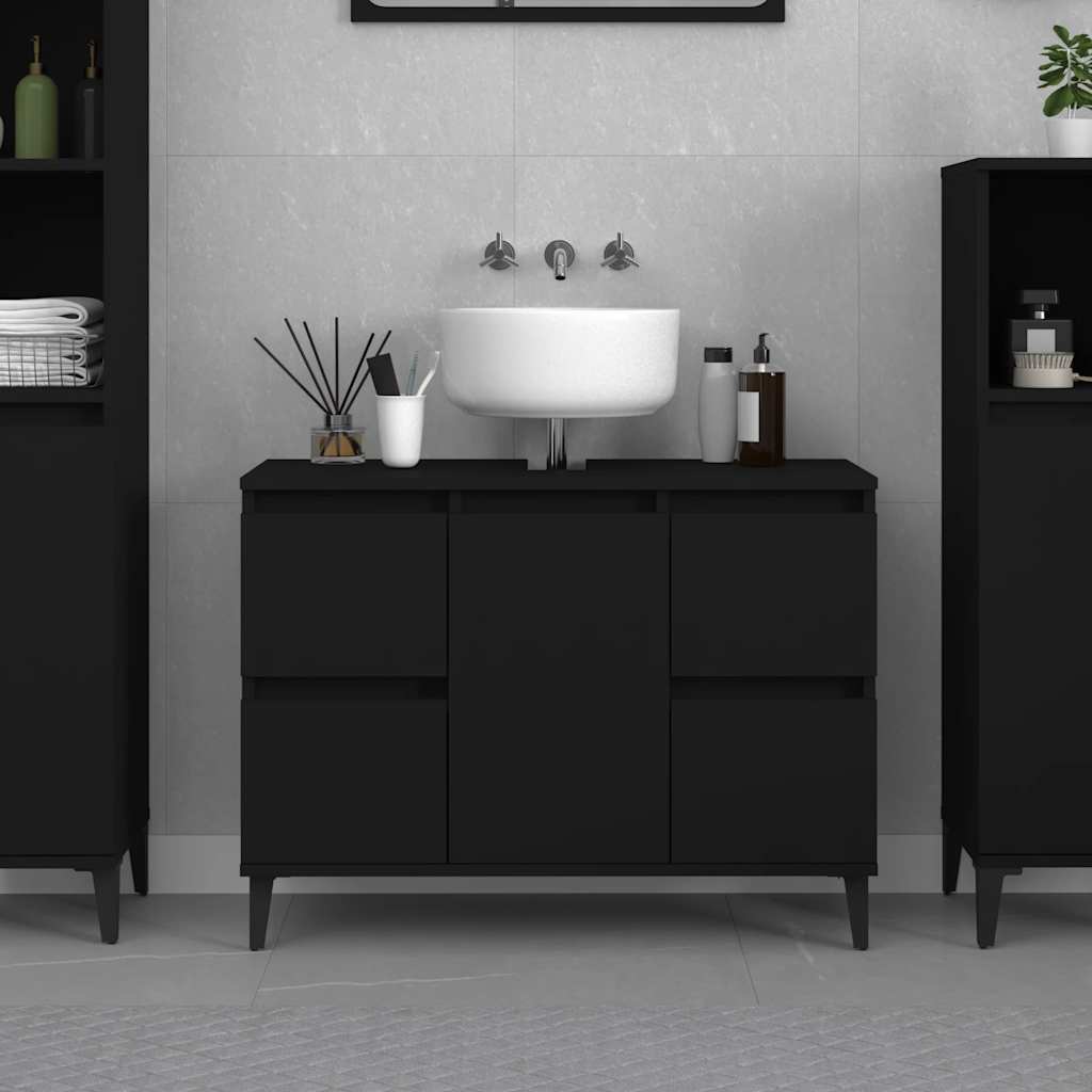 vidaXL Sink Cabinet Black 80x33x60 cm Engineered Wood