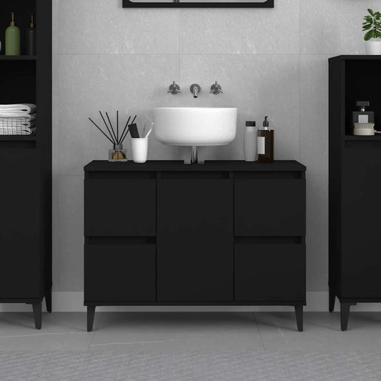 vidaXL Sink Cabinet Black 80x33x60 cm Engineered Wood