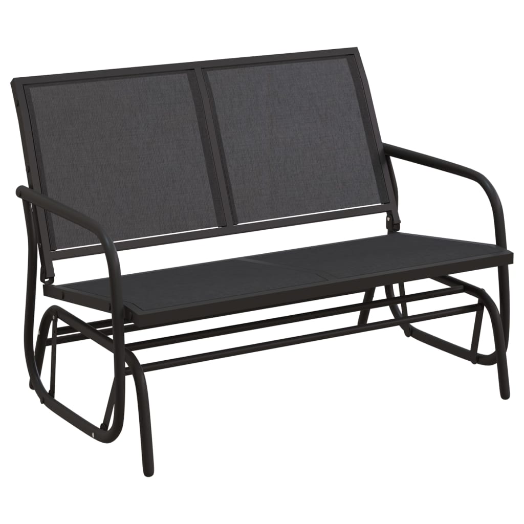 vidaXL Garden Glider Bench Black 120.5x76x86.5 cm Textilene&Steel