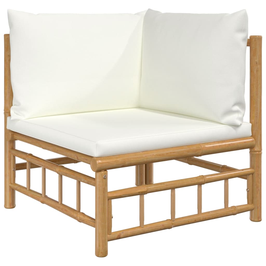 vidaXL 8 Piece Garden Lounge Set with Cream White Cushions  Bamboo
