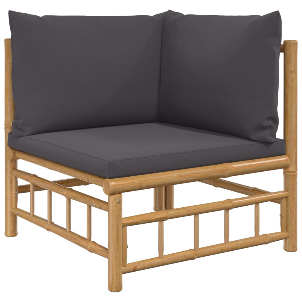 vidaXL 6 Piece Garden Lounge Set with Dark Grey Cushions  Bamboo