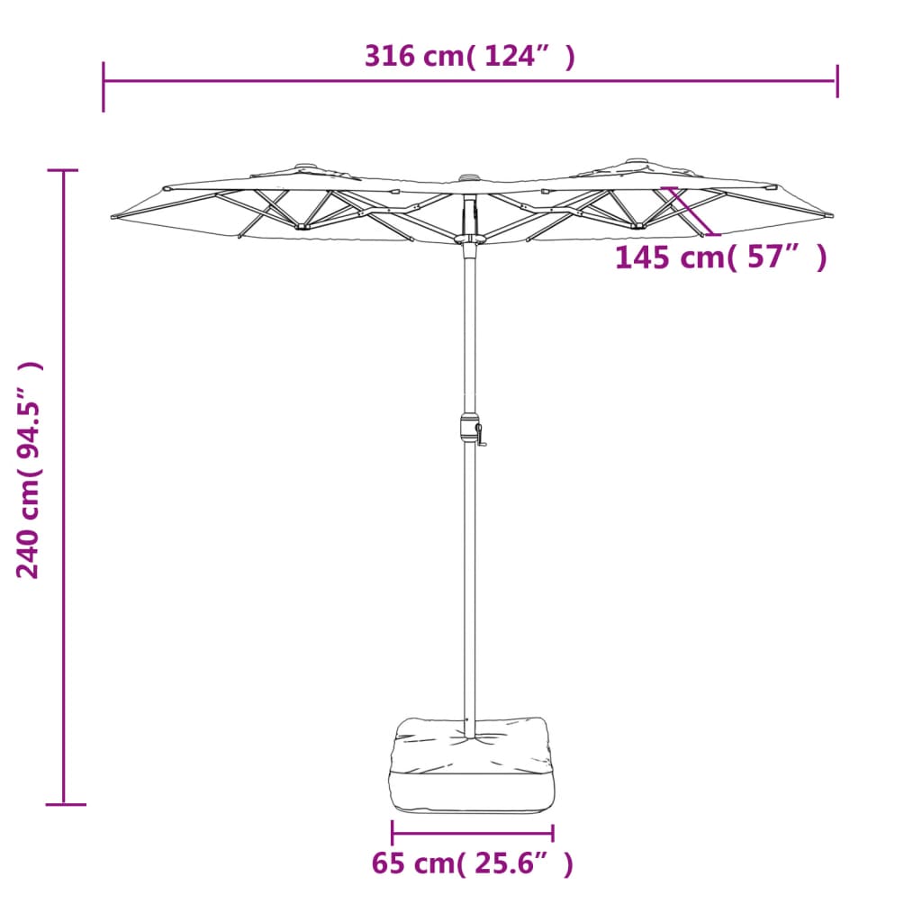 vidaXL Double-Head Garden Parasol Anthracite 316x240 cm