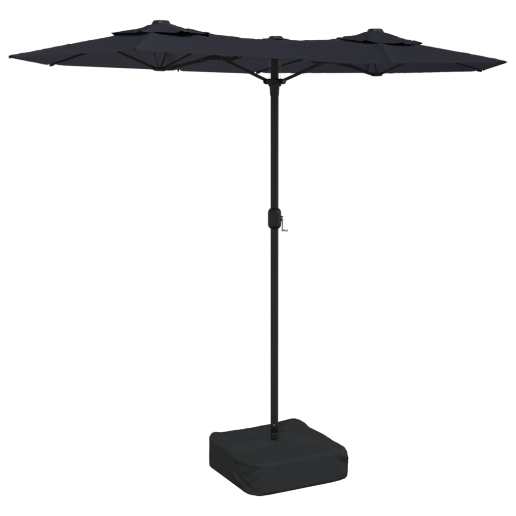 vidaXL Double-Head Garden Parasol with LEDs Black 316x240 cm