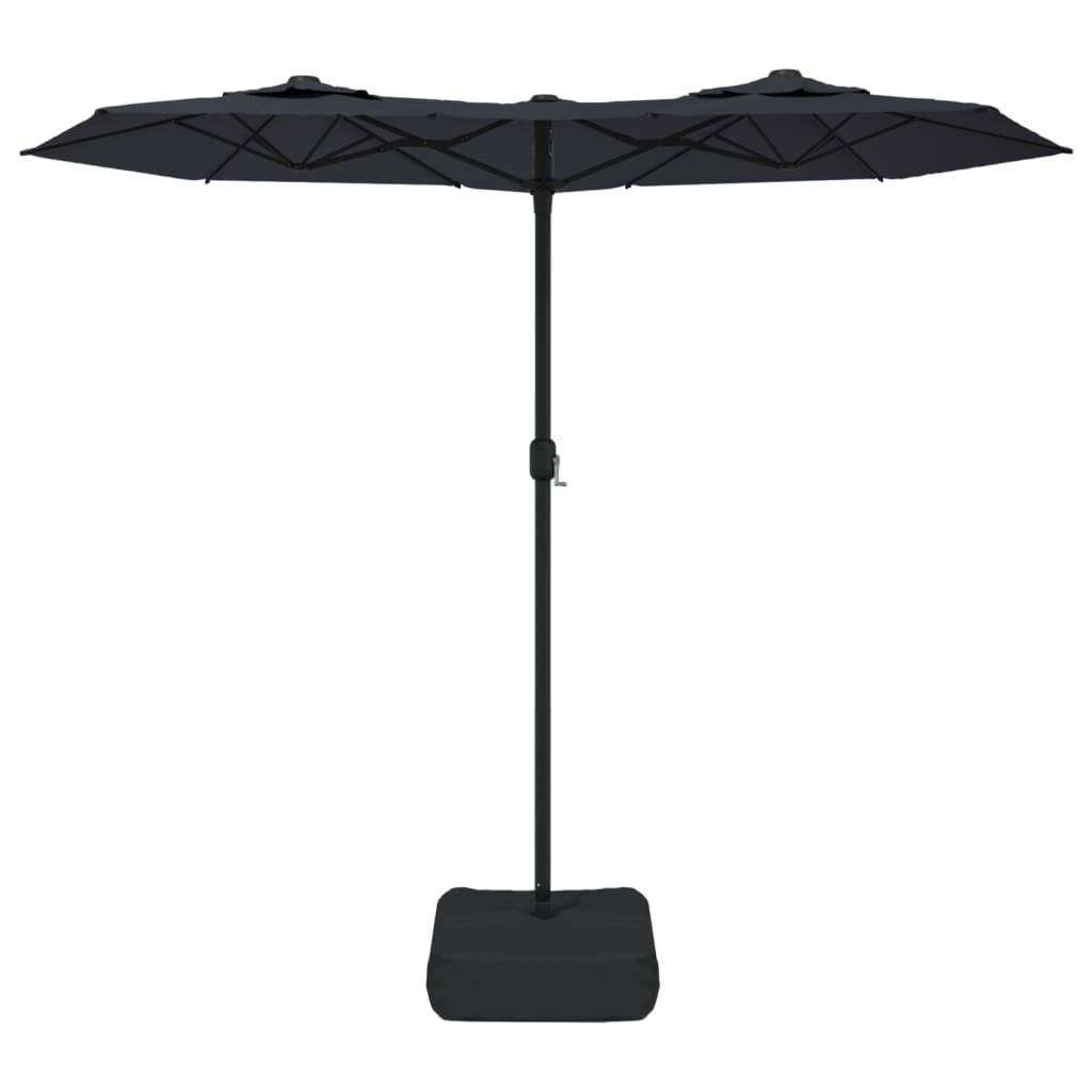 vidaXL Double-Head Garden Parasol with LEDs Black 316x240 cm