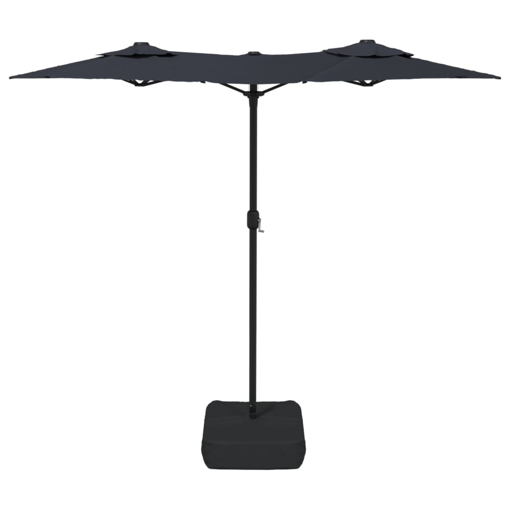 vidaXL Double-Head Garden Parasol with LEDs Black 316x240 cm