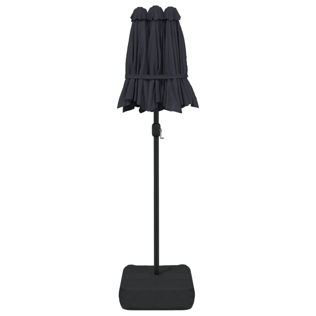 vidaXL Double-Head Garden Parasol with LEDs Black 316x240 cm
