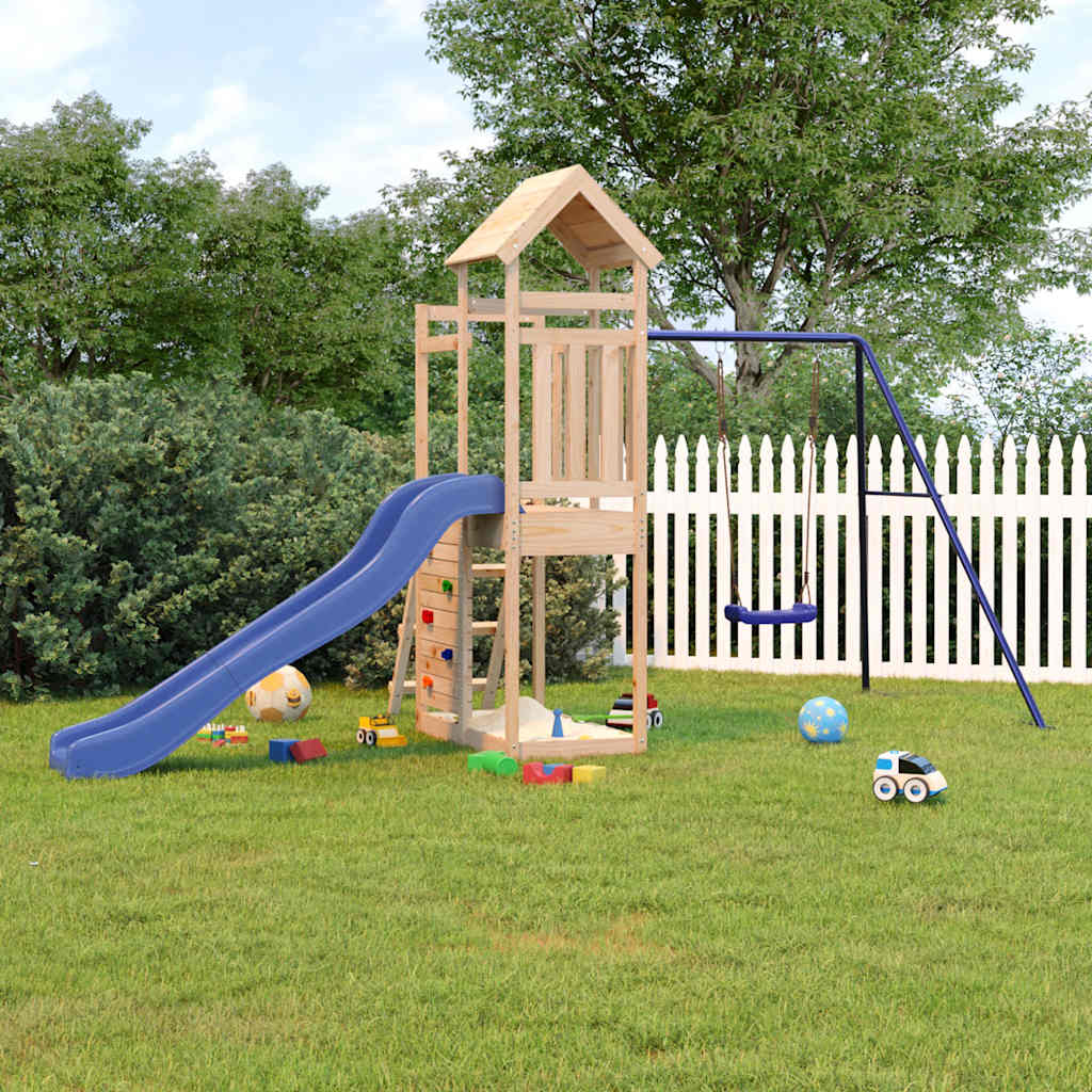 vidaXL Slide and Swing for Playhouse Blue Polypropylene