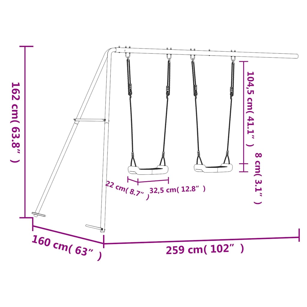 vidaXL Slide and Swings for Playhouse Blue Polypropylene
