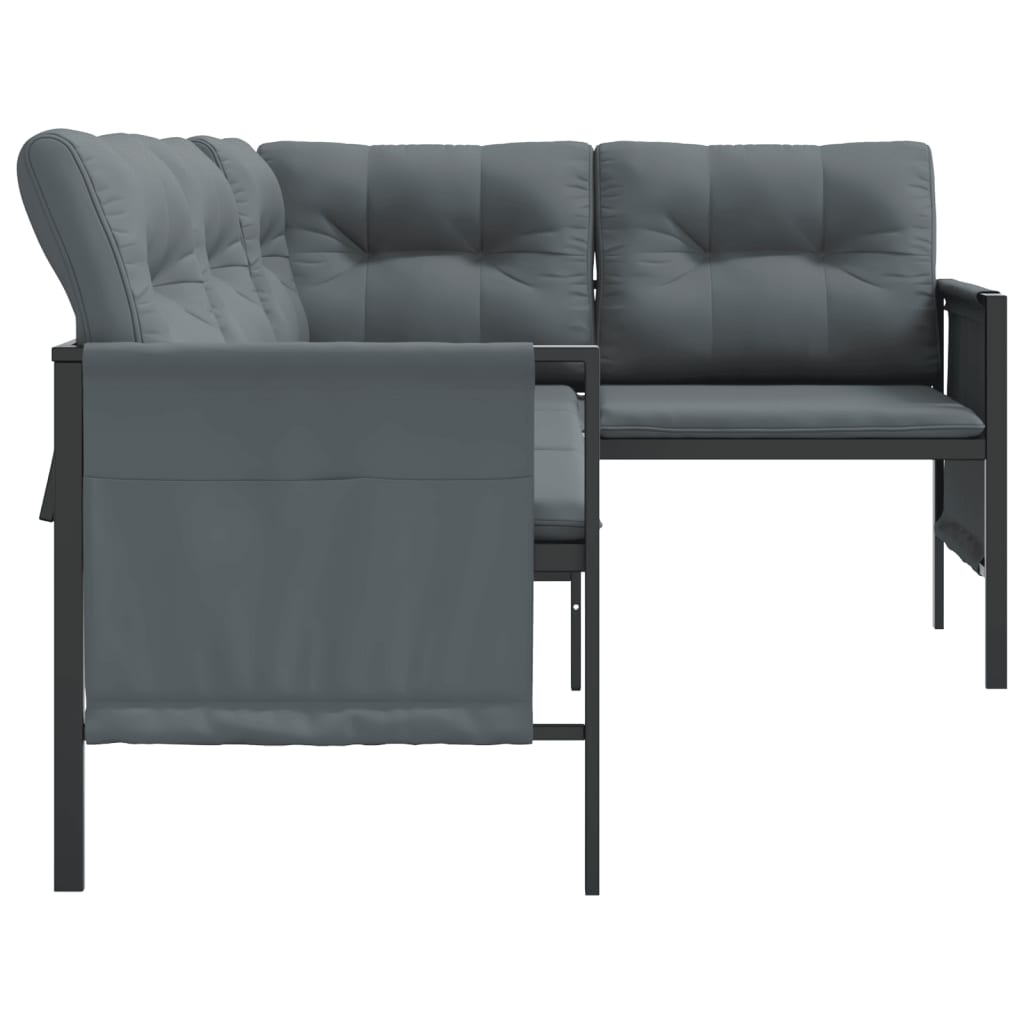 vidaXL Garden Corner Sofa Anthracite Steel and Textilene