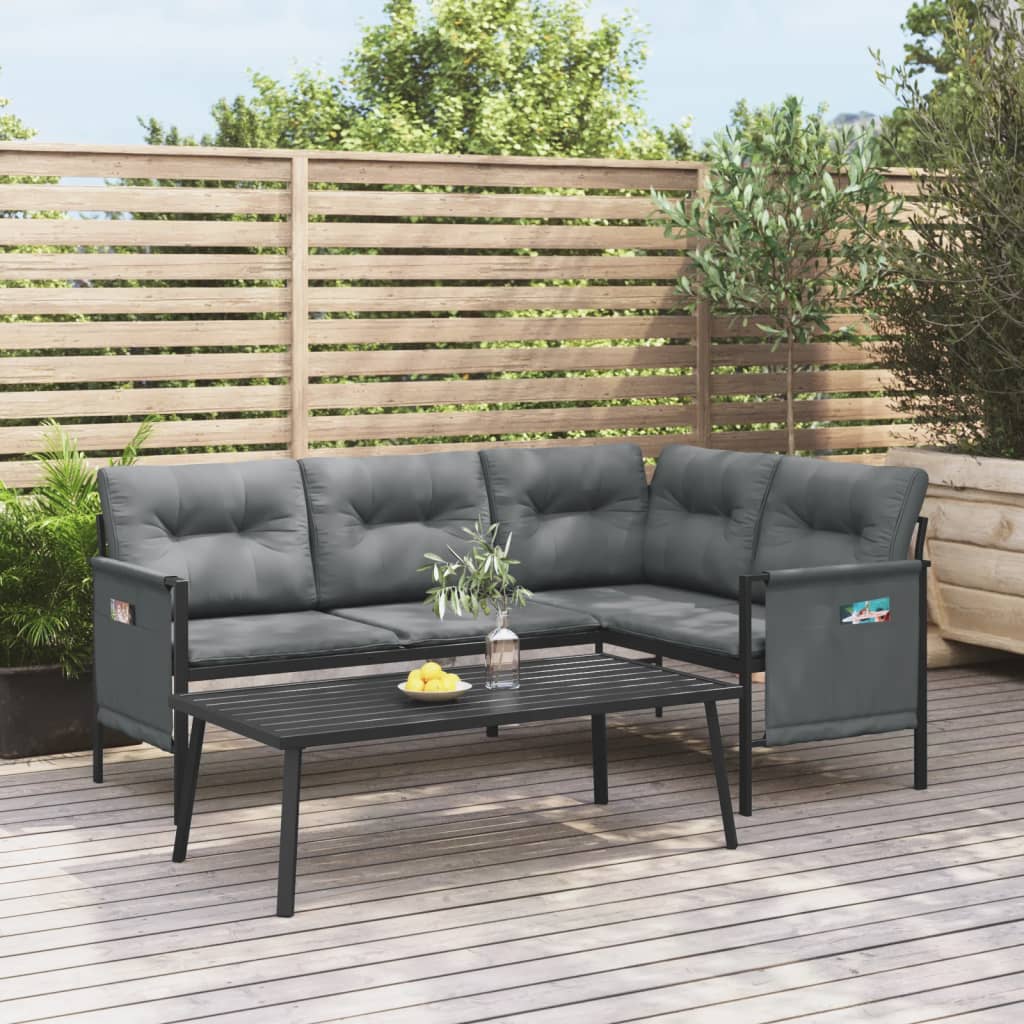 vidaXL Garden Corner Sofa Anthracite Steel and Textilene