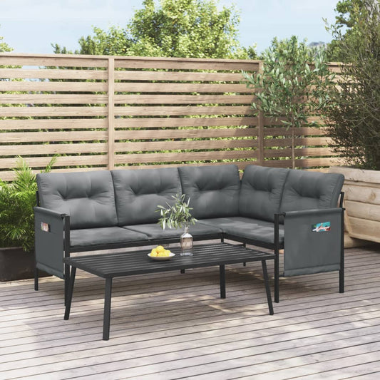 vidaXL Garden Corner Sofa Anthracite Steel and Textilene
