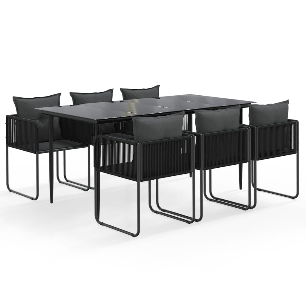 vidaXL 7 Piece Garden Dining Set Black