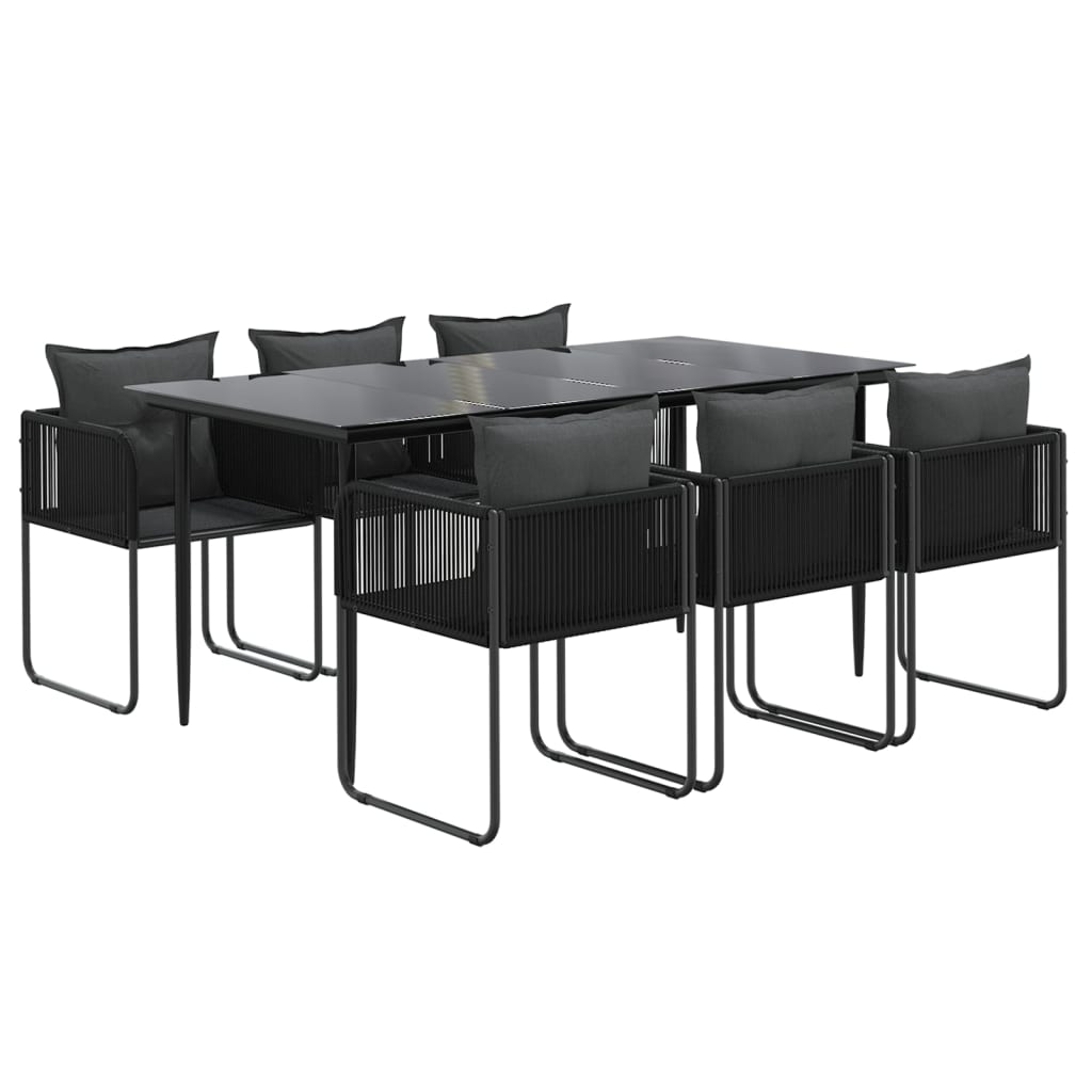 vidaXL 7 Piece Garden Dining Set Black
