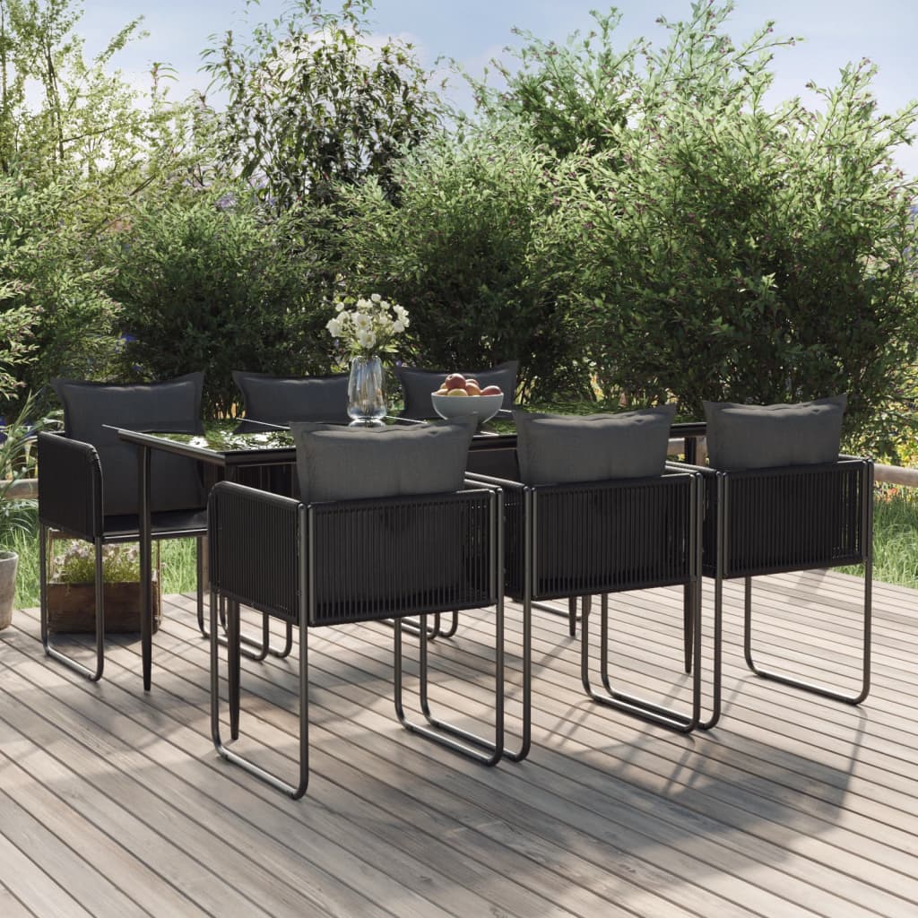 vidaXL 7 Piece Garden Dining Set Black