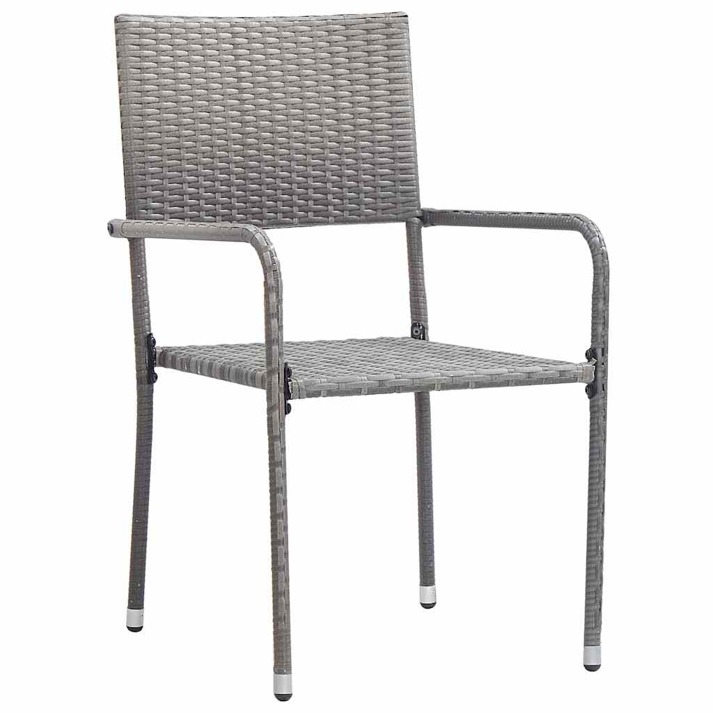 vidaXL 7 Piece Garden Dining Set Grey Poly Rattan