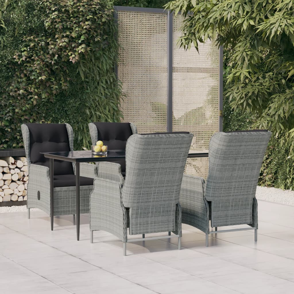 vidaXL 5 Piece Garden Dining Set Light Grey Poly Rattan
