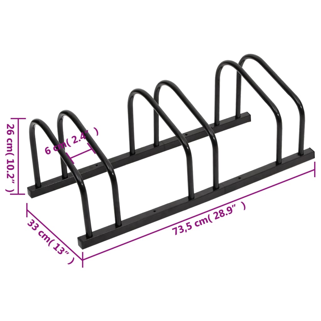 vidaXL Bike Rack for 3 Bikes Black Steel