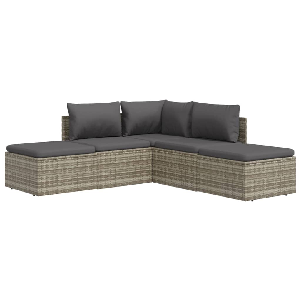 vidaXL 5 Piece Garden Lounge Set with Cushions Grey Poly Rattan