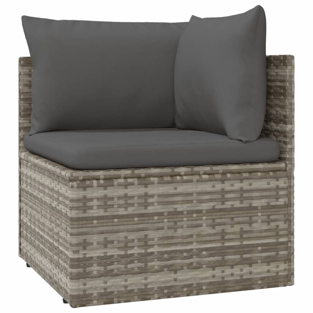 vidaXL 5 Piece Garden Lounge Set with Cushions Grey Poly Rattan