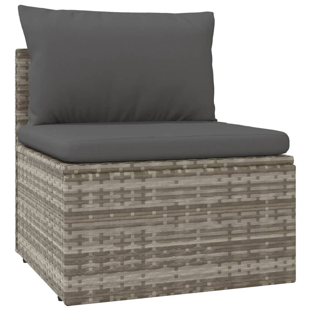vidaXL 5 Piece Garden Lounge Set with Cushions Grey Poly Rattan