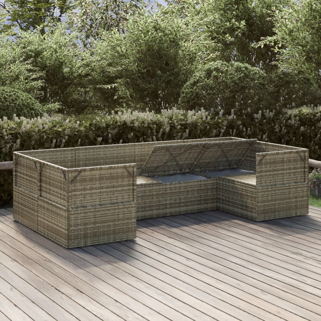 vidaXL 6 Piece Garden Lounge Set with Cushions Grey Poly Rattan