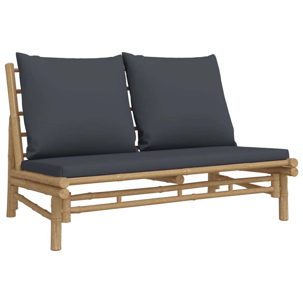 vidaXL 5 Piece Garden Lounge Set with Dark Grey Cushions Bamboo