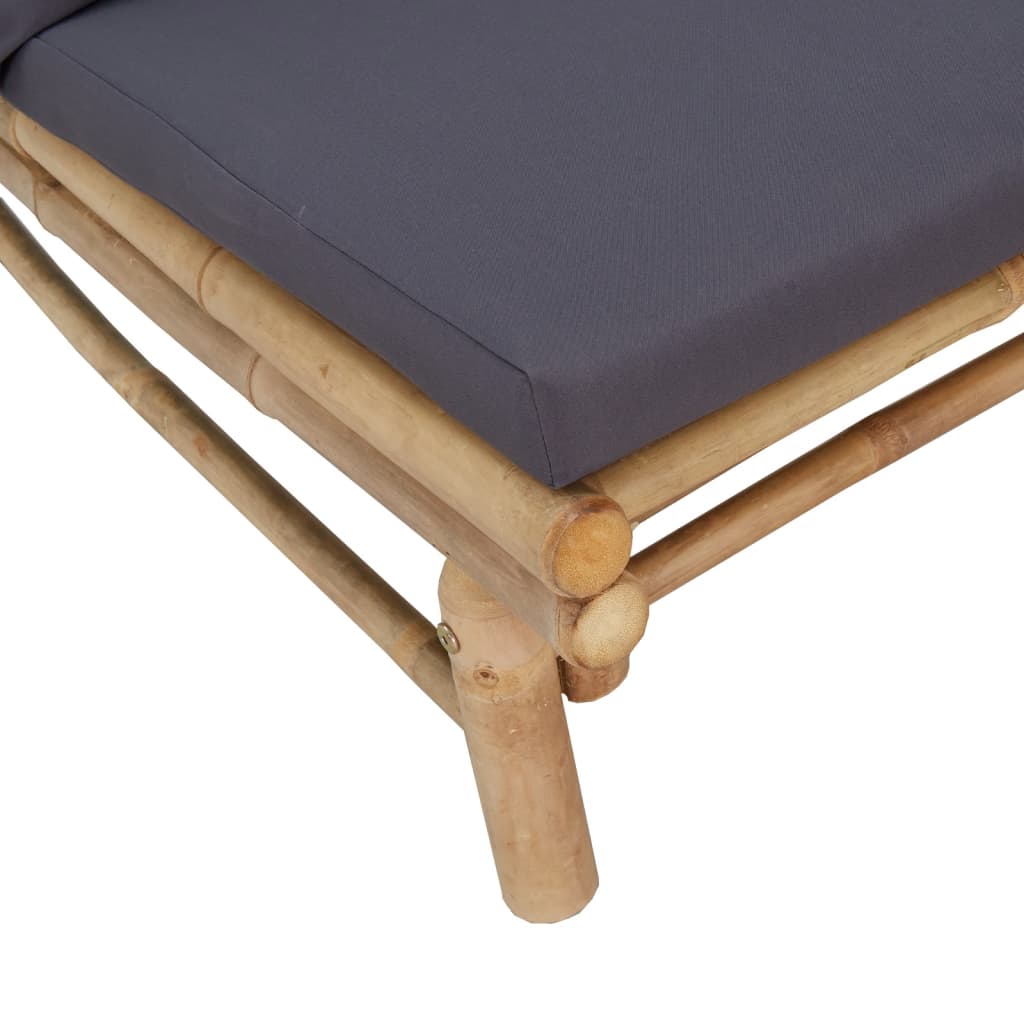 vidaXL 5 Piece Garden Lounge Set with Dark Grey Cushions Bamboo