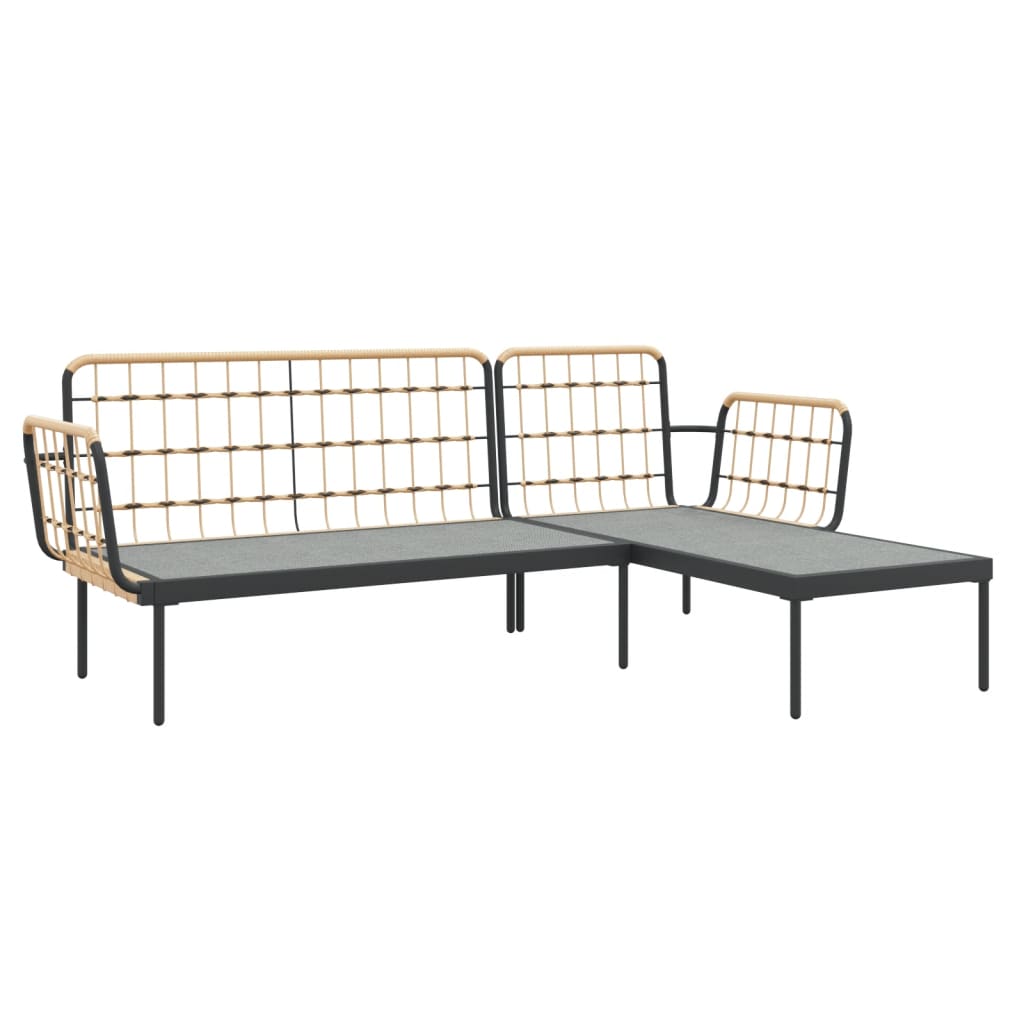 vidaXL 3 Piece Garden Lounge Set with Dark Grey Cushions Poly Rattan