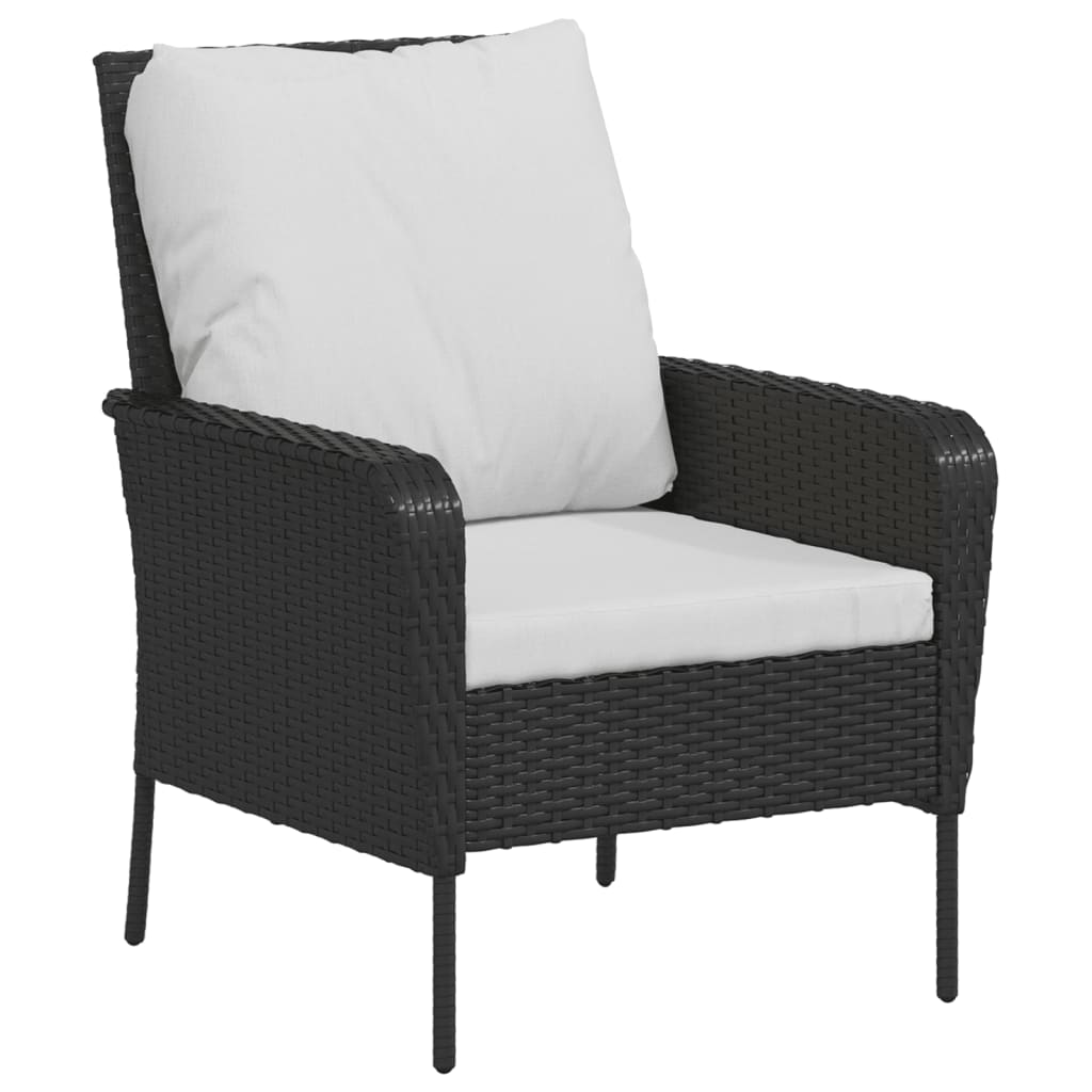 vidaXL Garden Chair with Footstool Black Poly Rattan