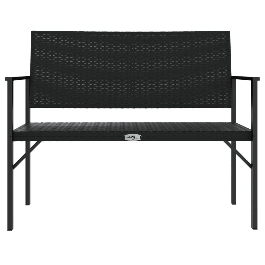 vidaXL 2-Seater Garden Bench Black Poly Rattan
