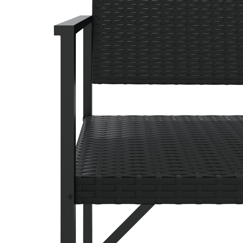 vidaXL 2-Seater Garden Bench Black Poly Rattan