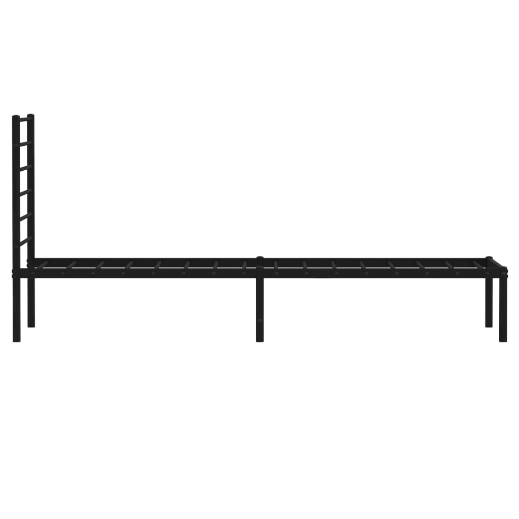 vidaXL Metal Bed Frame without Mattress with Headboard Black 107x203 cm King Single
