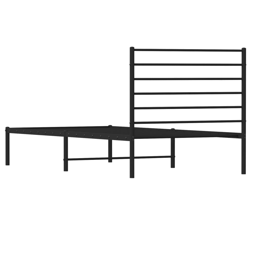 vidaXL Metal Bed Frame without Mattress with Headboard Black 107x203 cm King Single