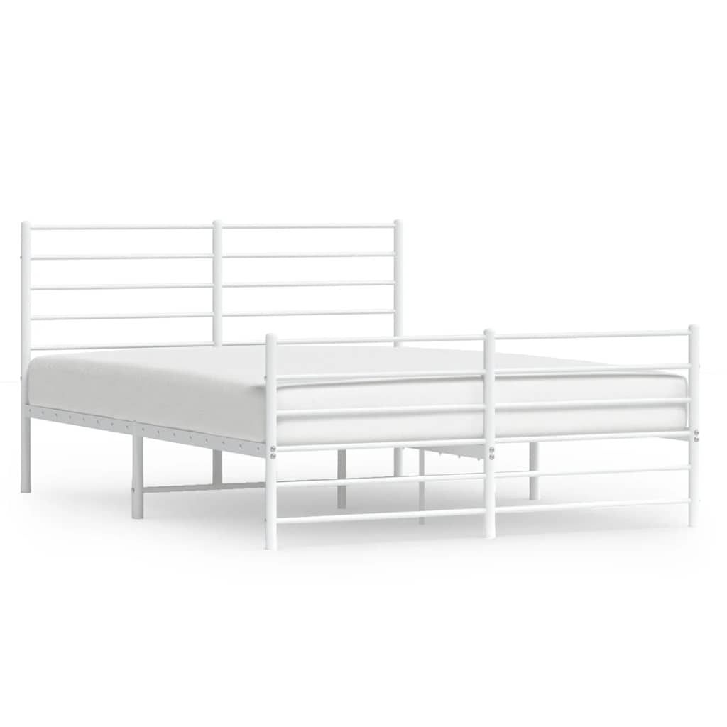 vidaXL Metal Bed Frame without Mattress with Footboard White 150x200 cm