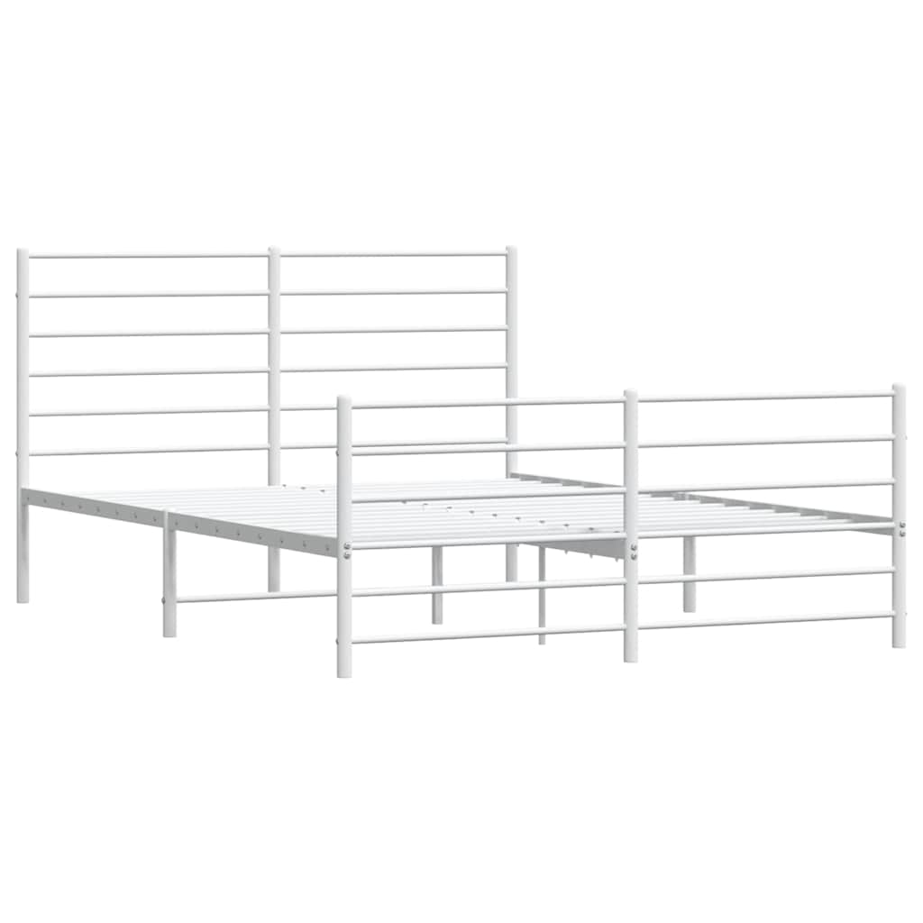 vidaXL Metal Bed Frame without Mattress with Footboard White 150x200 cm