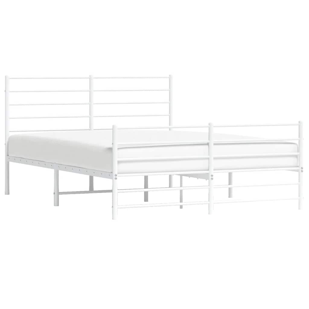 vidaXL Metal Bed Frame without Mattress with Footboard White 150x200 cm