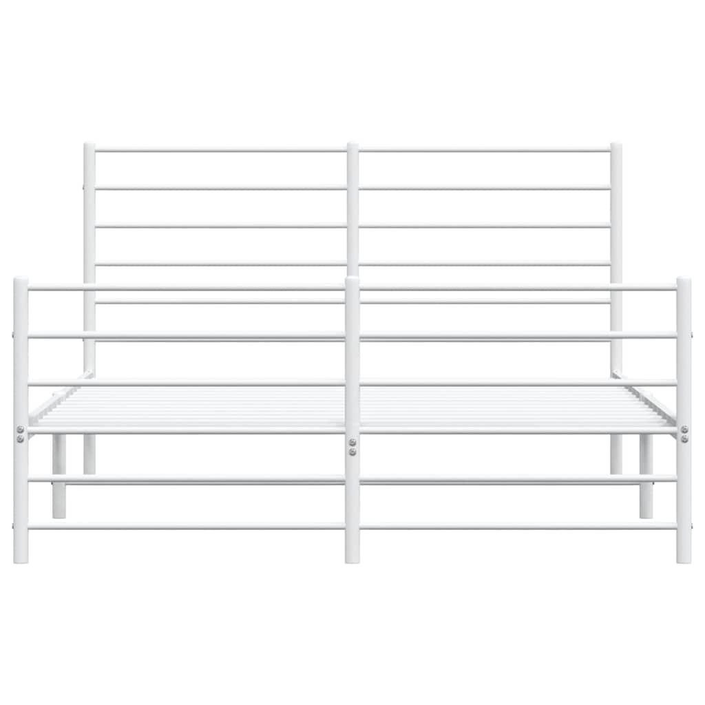 vidaXL Metal Bed Frame without Mattress with Footboard White 150x200 cm