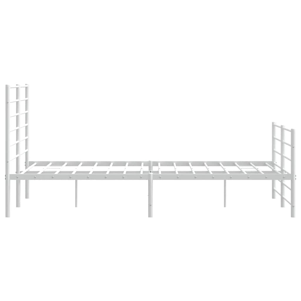 vidaXL Metal Bed Frame without Mattress with Footboard White 150x200 cm