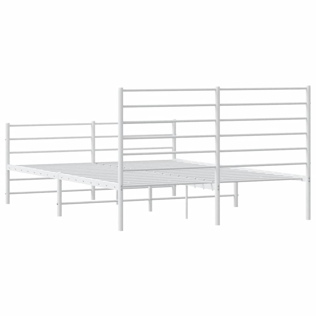 vidaXL Metal Bed Frame without Mattress with Footboard White 150x200 cm