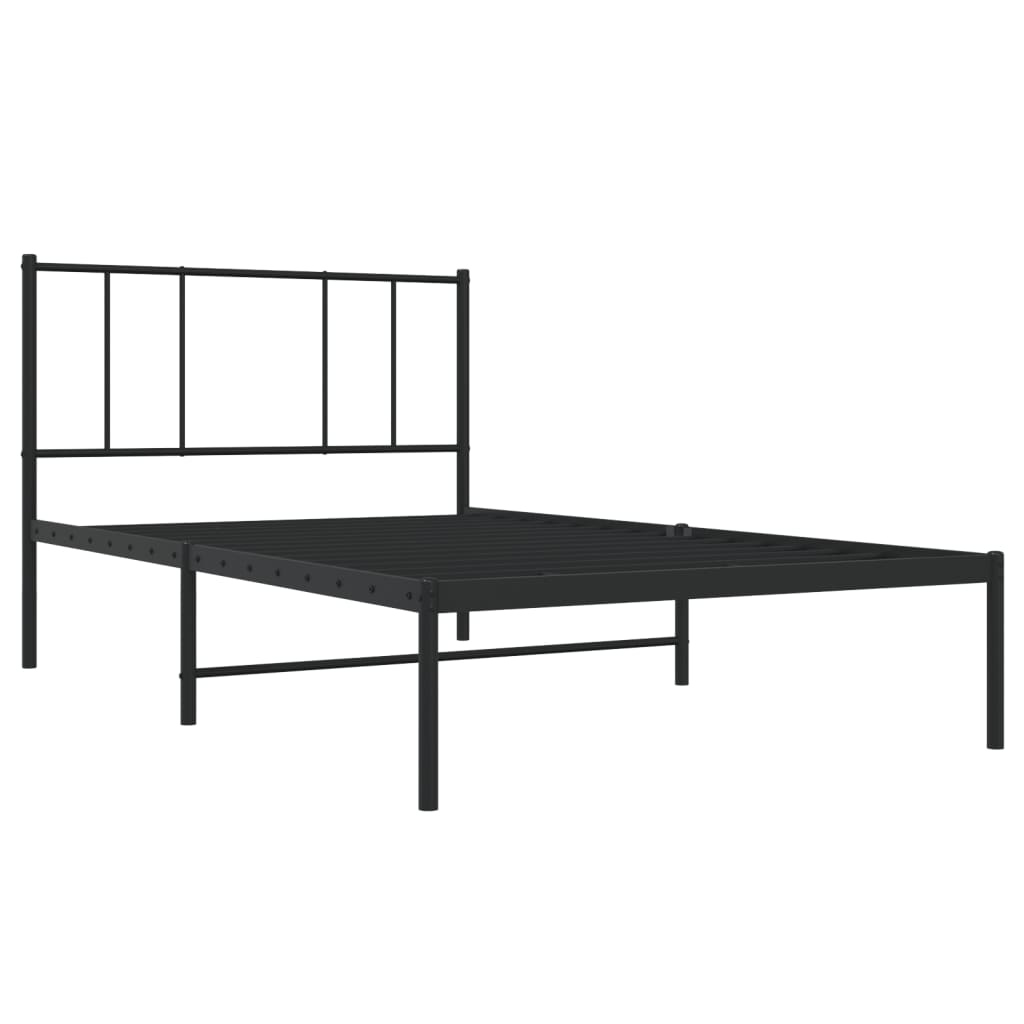 vidaXL Metal Bed Frame without Mattress with Headboard Black 90x190 cm