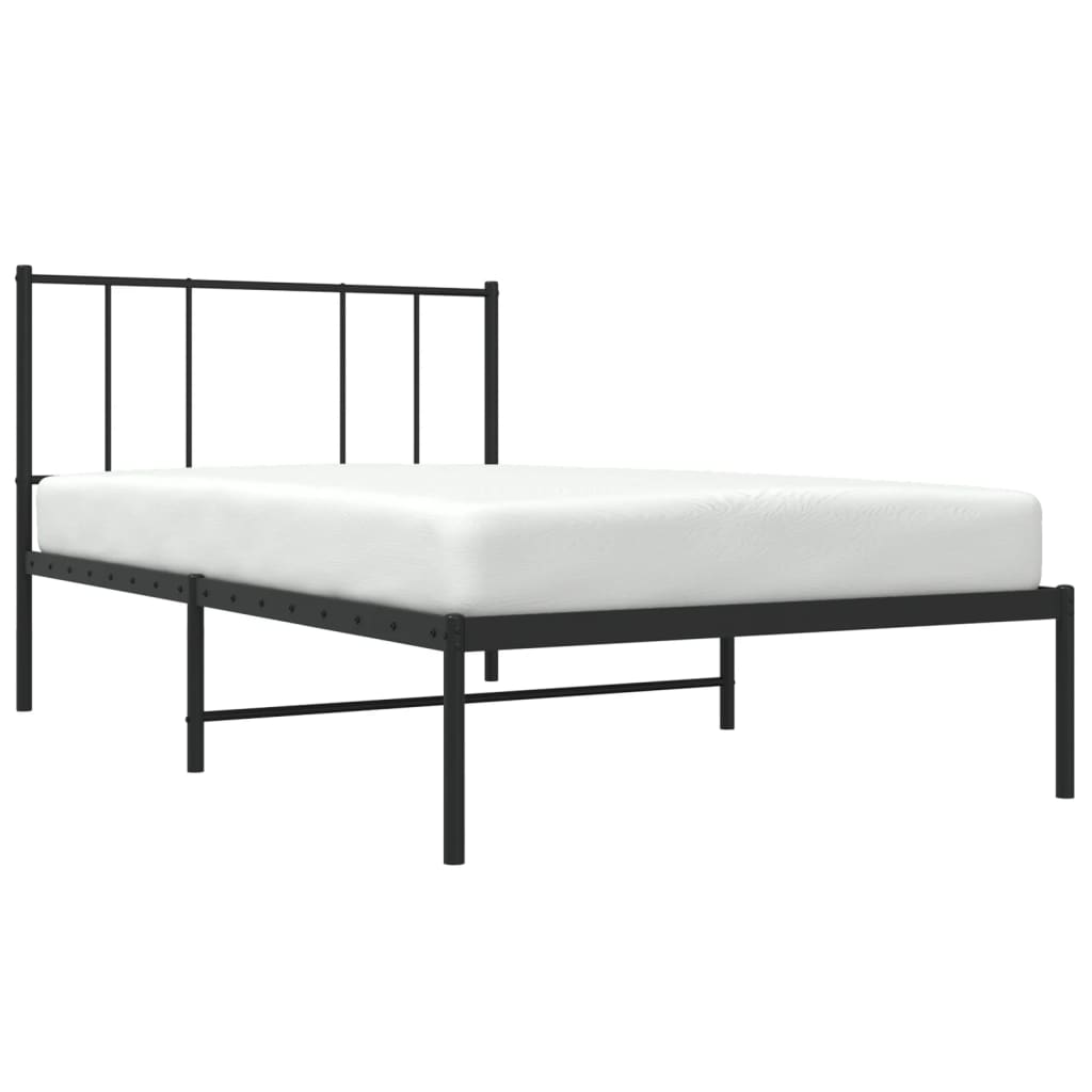 vidaXL Metal Bed Frame without Mattress with Headboard Black 90x190 cm