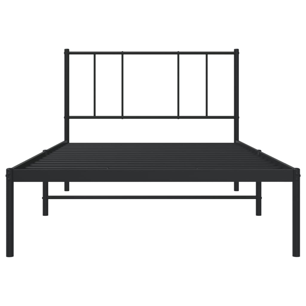 vidaXL Metal Bed Frame without Mattress with Headboard Black 90x190 cm