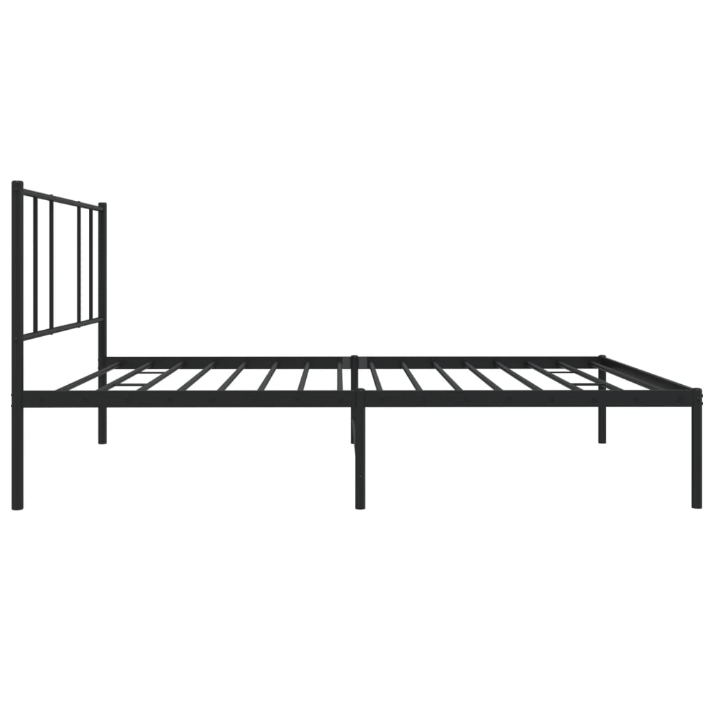 vidaXL Metal Bed Frame without Mattress with Headboard Black 90x190 cm