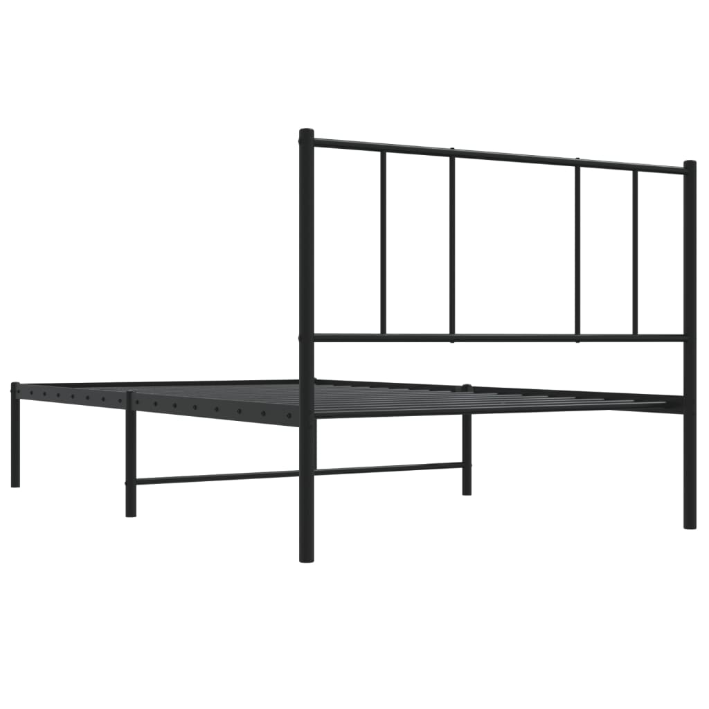 vidaXL Metal Bed Frame without Mattress with Headboard Black 90x190 cm