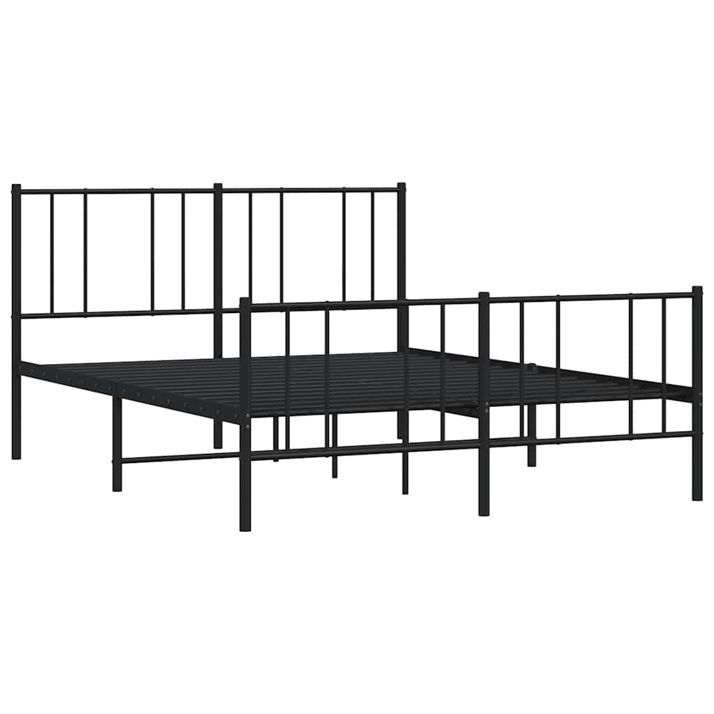 vidaXL Metal Bed Frame without Mattress with Footboard Black 150x200 cm
