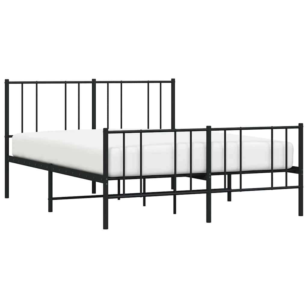 vidaXL Metal Bed Frame without Mattress with Footboard Black 150x200 cm