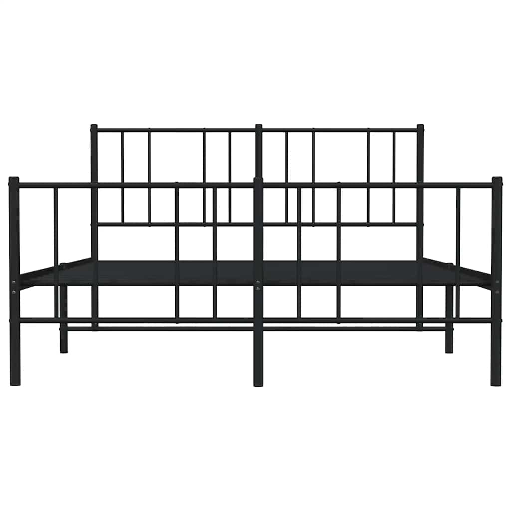 vidaXL Metal Bed Frame without Mattress with Footboard Black 150x200 cm